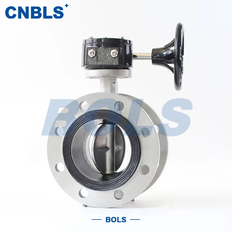 صمامات فراشة معدنية محكمة الغلق من الفولاذ المقاوم للصدأ تعمل بتروس دودية من نوع الويفر